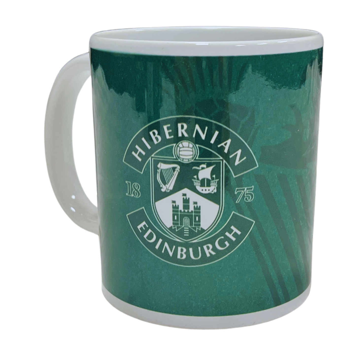 Hibernian Logo Mug with Harp Thistle Green