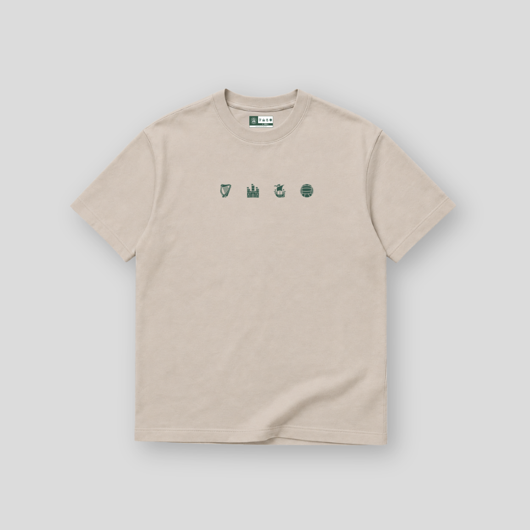 Hibernian Crest Icons T-Shirt - Stone - Adults