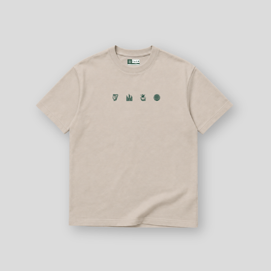 Hibernian Crest Icons T-Shirt - Stone - Adults