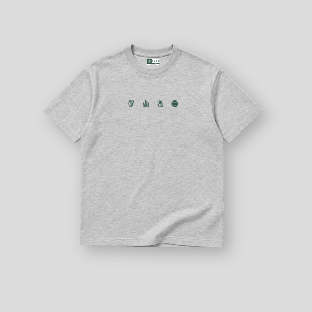 Hibernian Crest Icons T-Shirt - Heather Grey - Adults