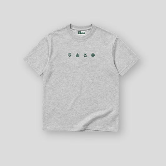 Hibernian Crest Icons T-Shirt - Heather Grey - Adults