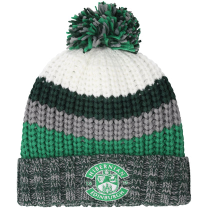 Hibernian Chunky Stripe Bobble Beanie - Green - Adults