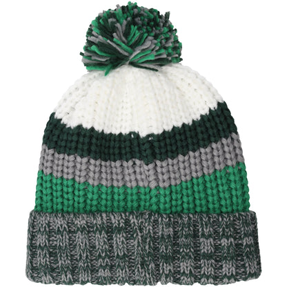 Hibernian Chunky Stripe Bobble Beanie - Green - Adults