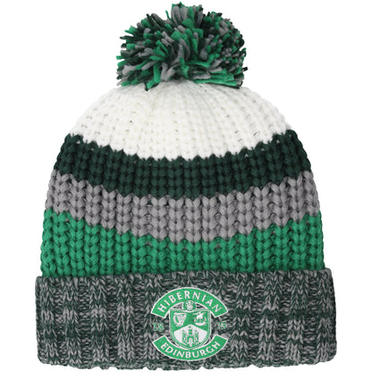 Hibernian Chunky Stripe Bobble Beanie - Green - Kids