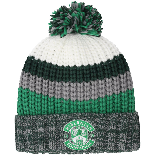 Hibernian Chunky Stripe Bobble Beanie - Green - Kids