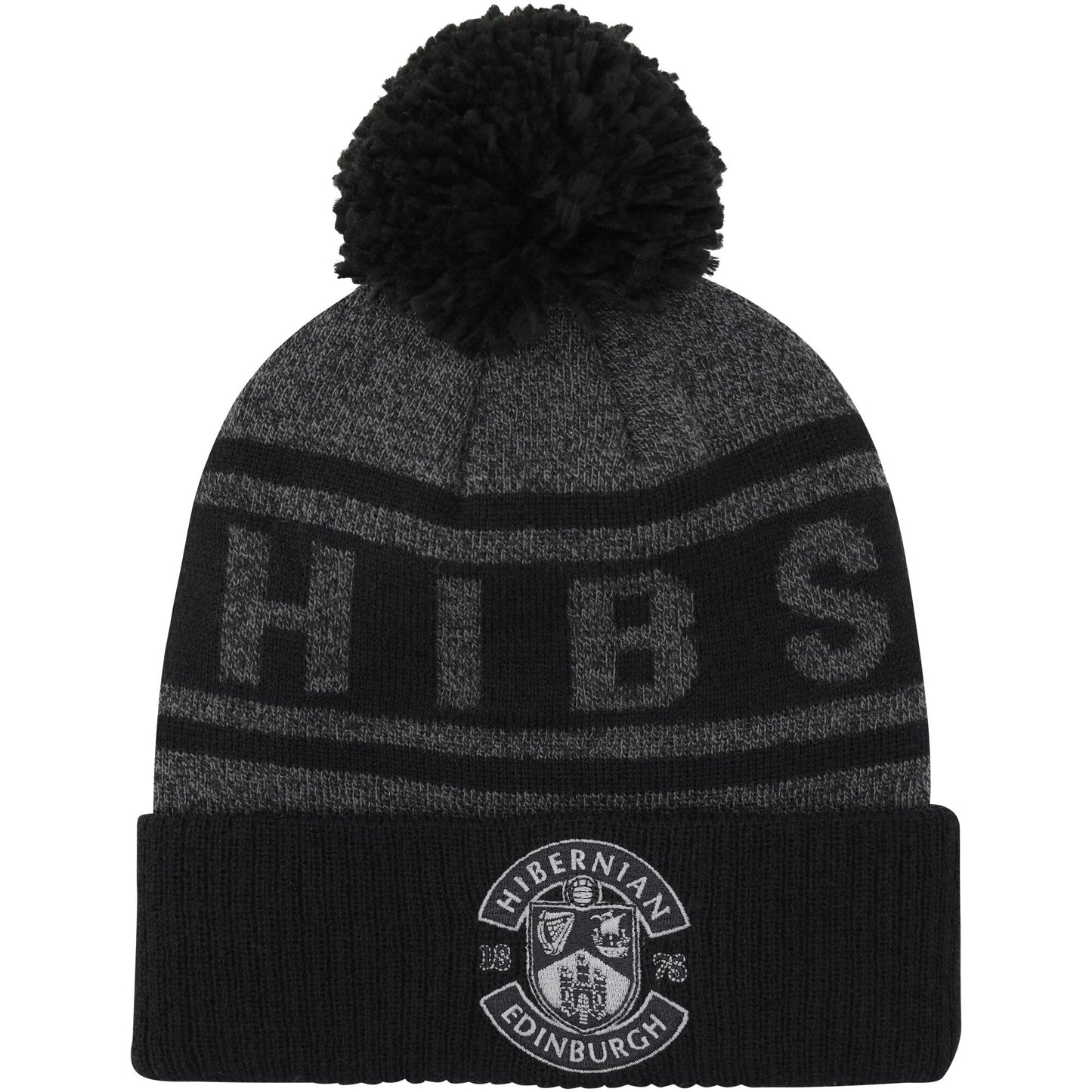 Hibernian Tonal Bobble Hat - Black - Adults