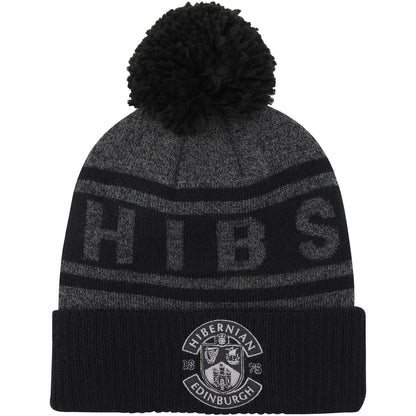 Hibernian Tonal Bobble Hat - Black - Adults