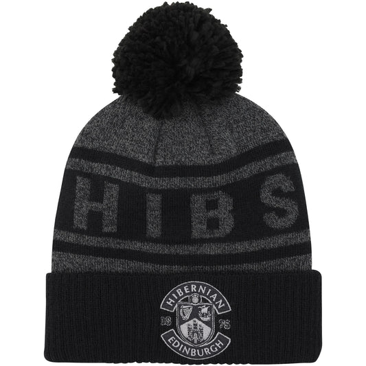 Hibernian Tonal Bobble Hat - Black - Adults