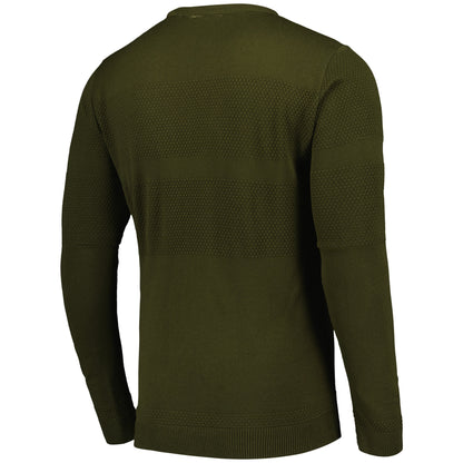 Hibernian Textured Stripe Crew Jumper - Khaki Marl - Mens