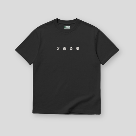 Hibernian Crest Icons T-Shirt - Black - Adults