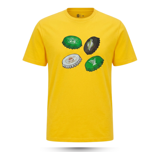 Hibernian Bottle Top T-Shirt - Yellow - Mens