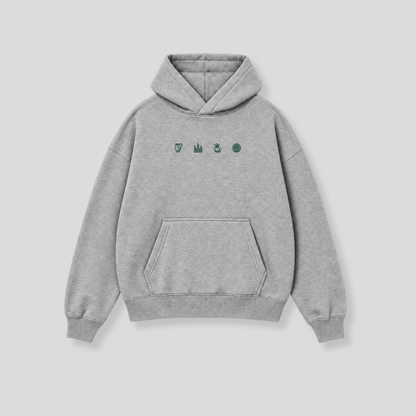 Hibernian Crest Icons Hoody - Heather Grey - Adults