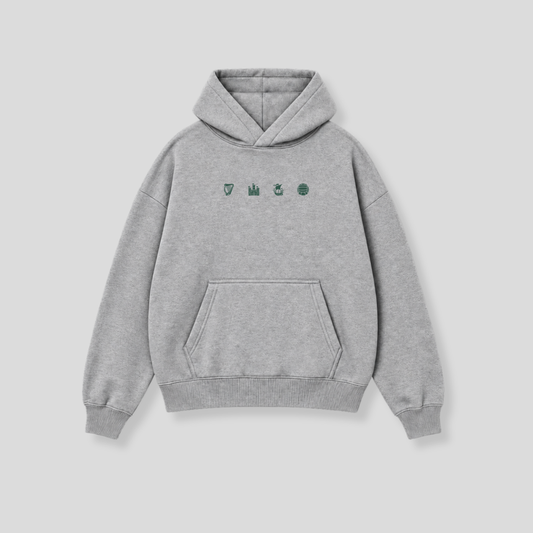 Hibernian Crest Icons Hoody - Heather Grey - Adults