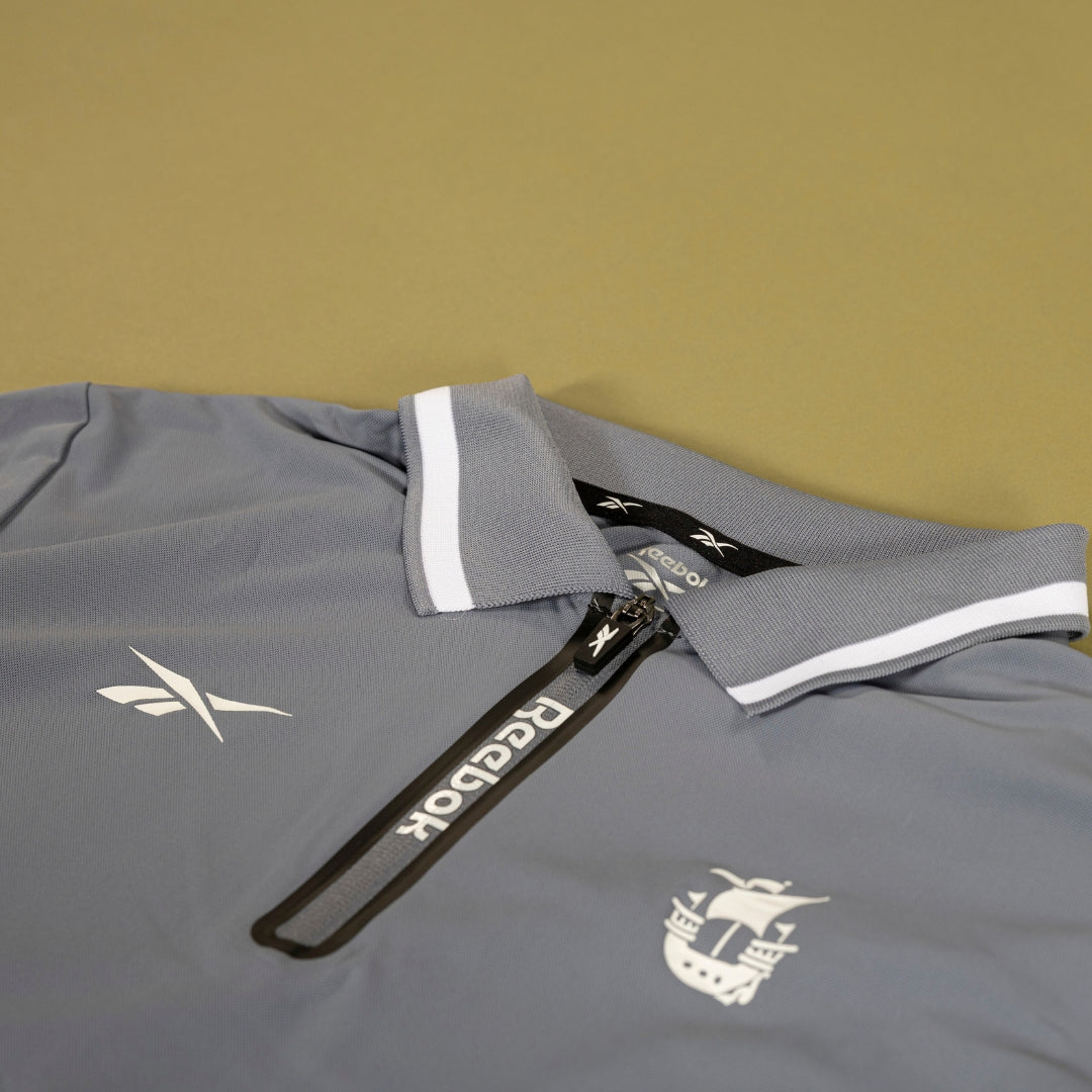 Hibernian Golf Zip Polo - Grey - Adults
