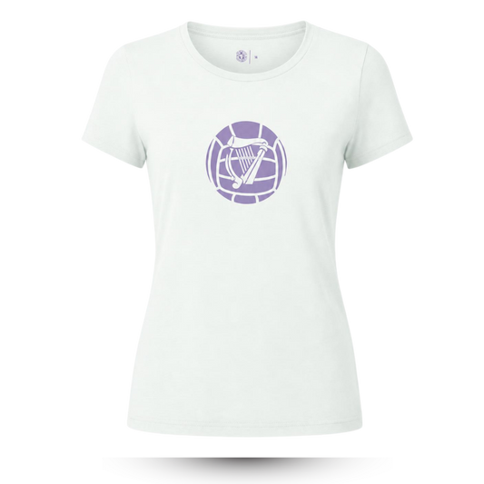 Hibernian Harp Logo T-Shirt - White/Lavender - Womens