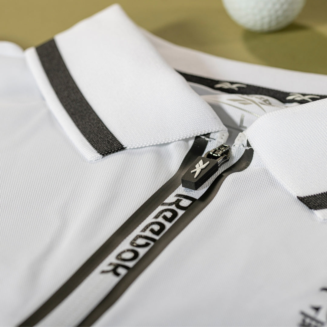 Hibernian Golf Zip Polo - White - Adults