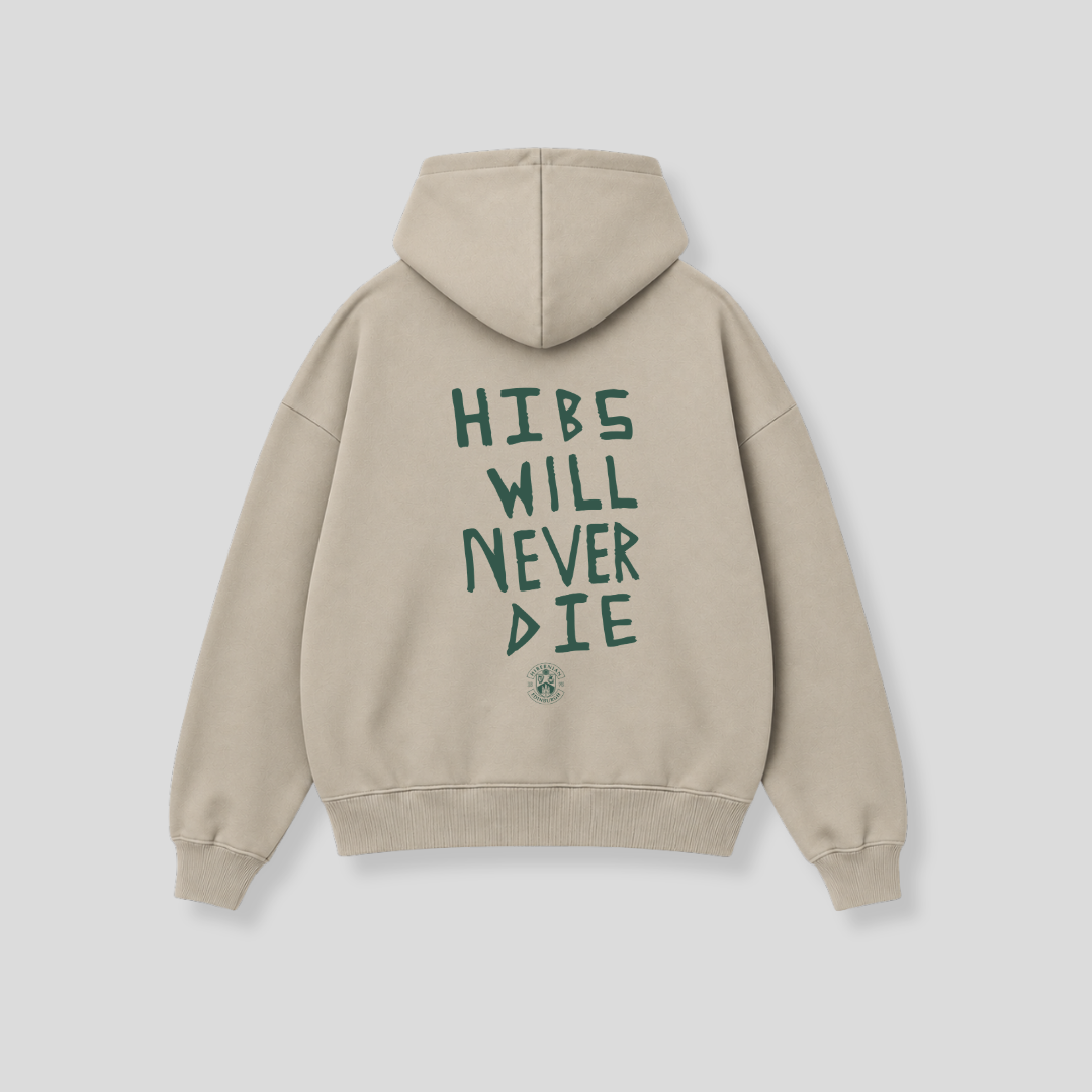 Hibernian Will Never Die Hoody - Stone - Adults