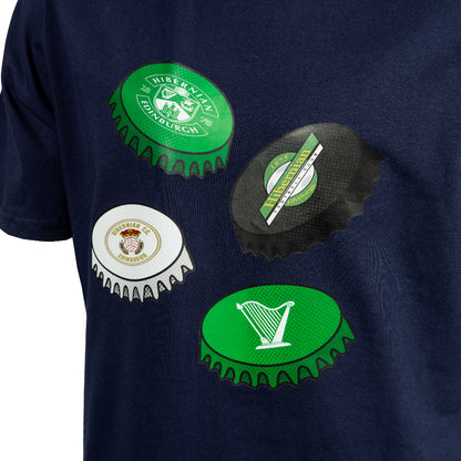 Hibernian Bottle Top T-Shirt - Navy - Mens