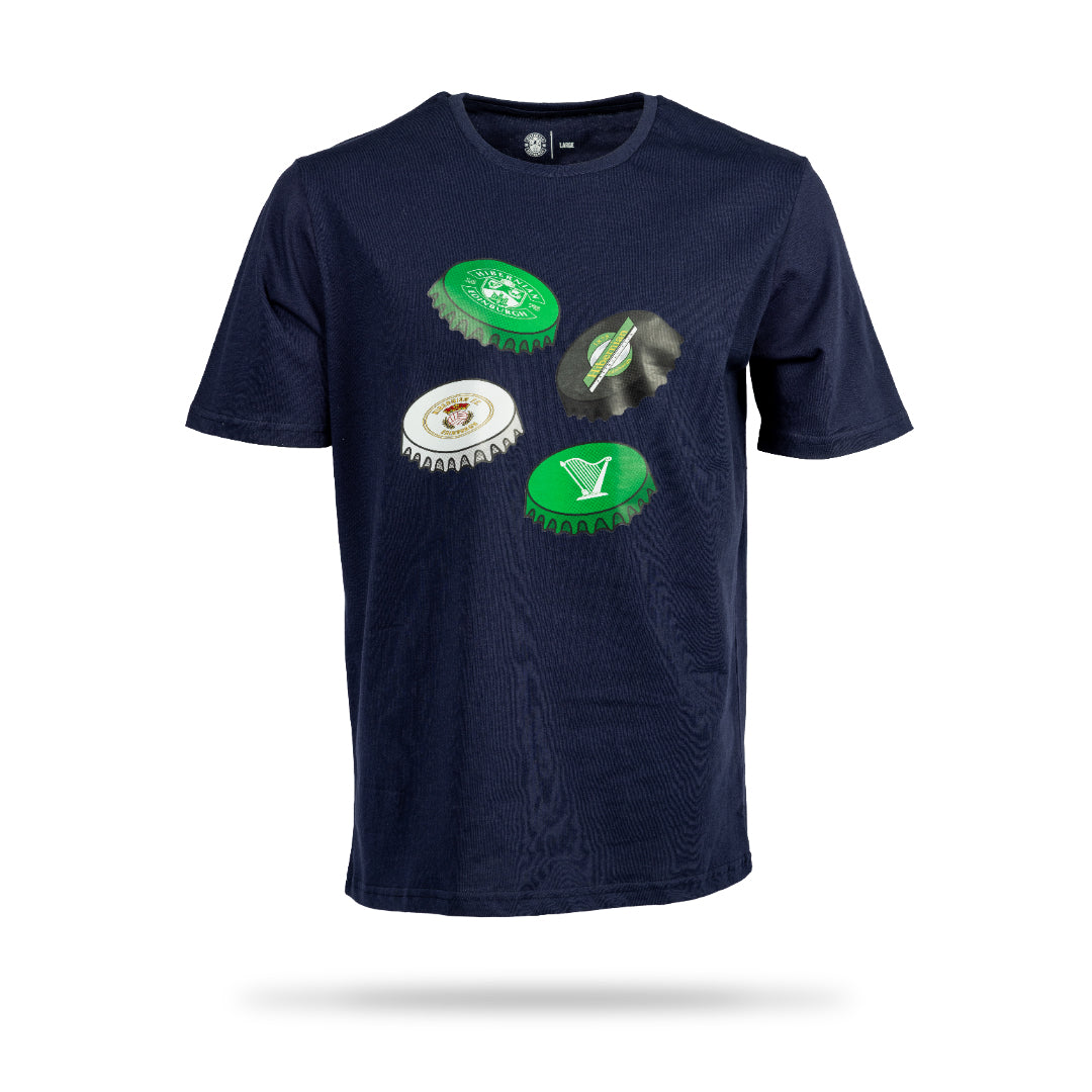 Hibernian Bottle Top T-Shirt - Navy - Mens