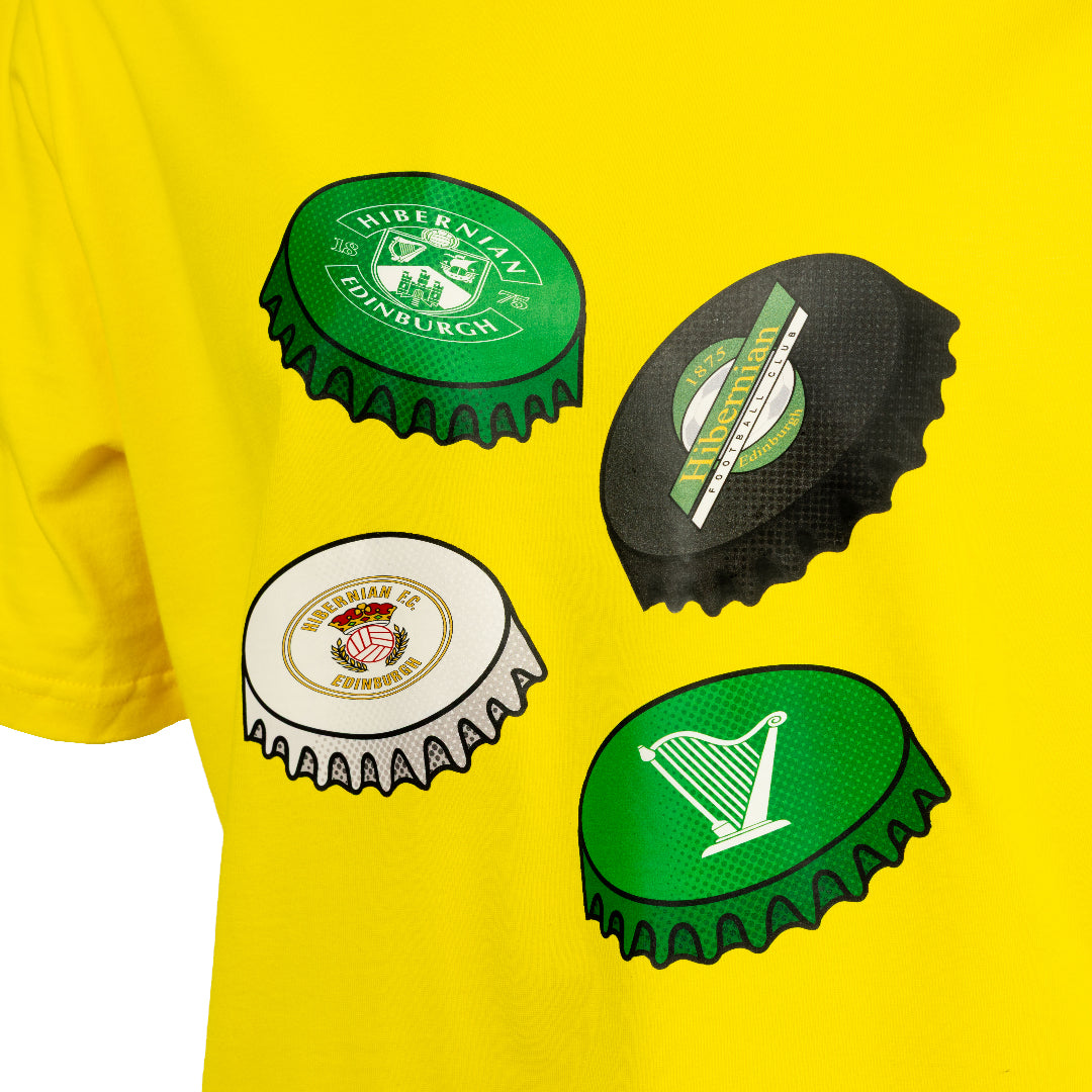 Hibernian Bottle Top T-Shirt - Yellow - Mens