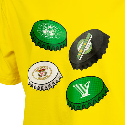 Hibernian Bottle Top T-Shirt - Yellow - Mens