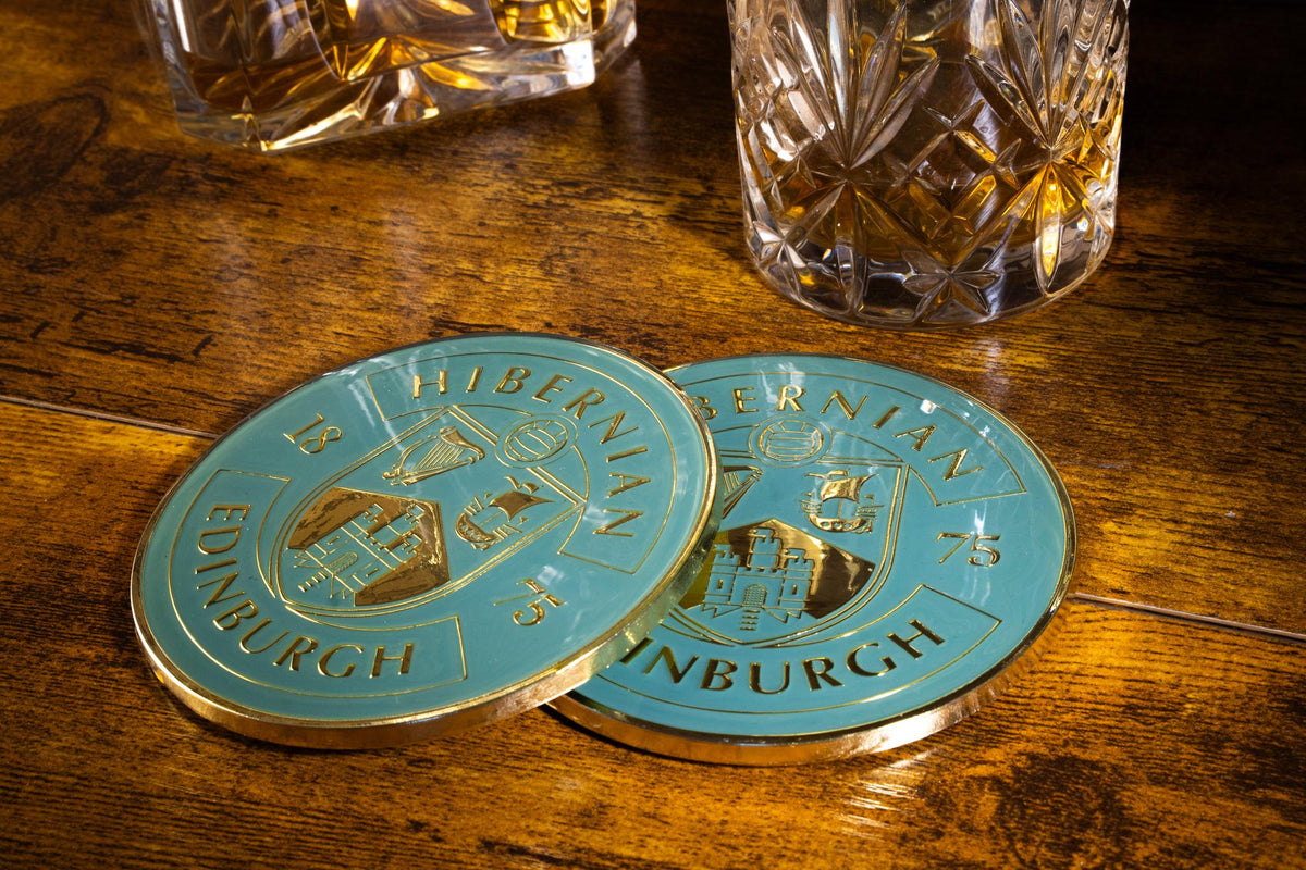 Hibernian Metal Mug Coaster - Green Gold