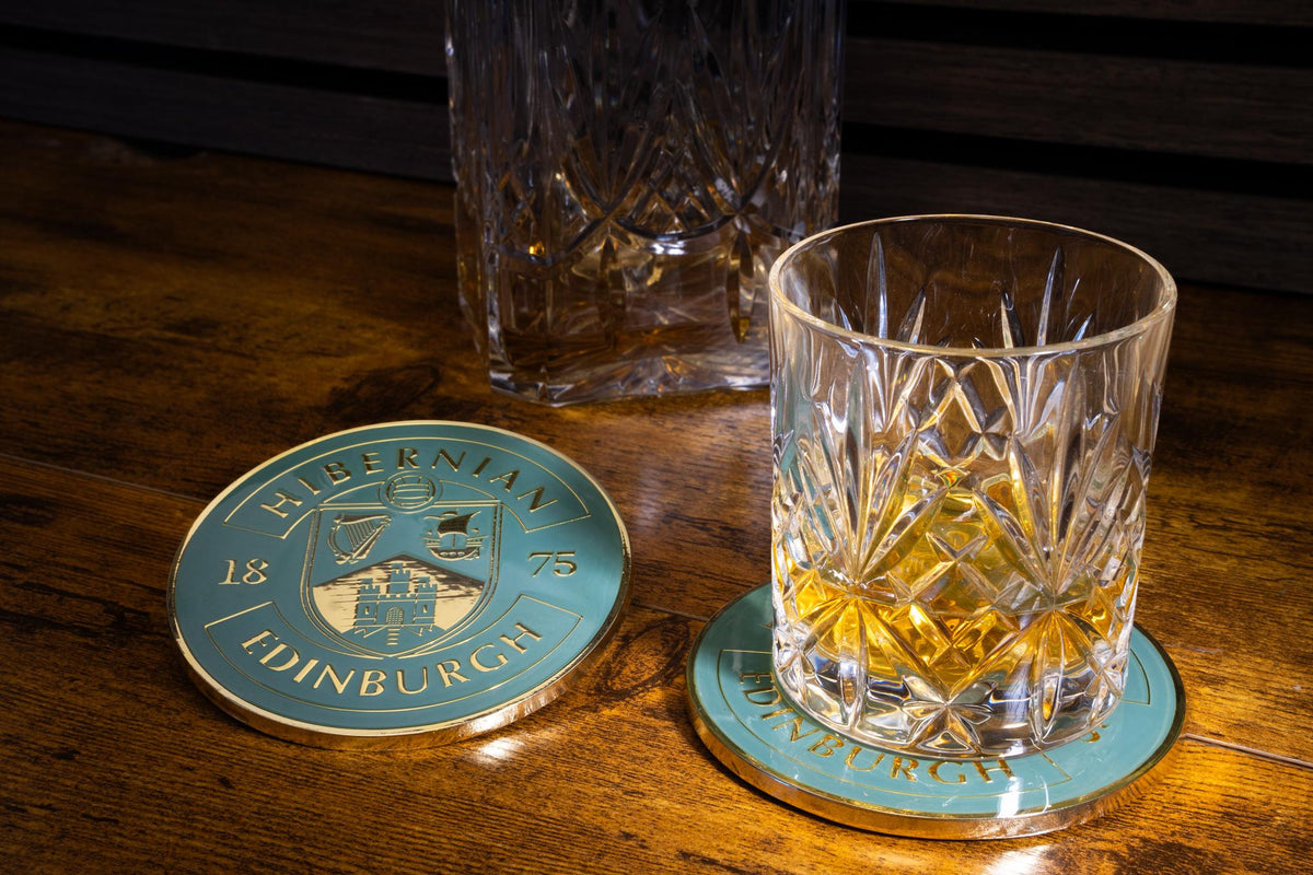 Hibernian Metal Mug Coaster - Green Gold