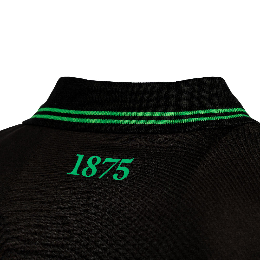Hibernian Polo Shirt with Harp Logo - Black - Mens