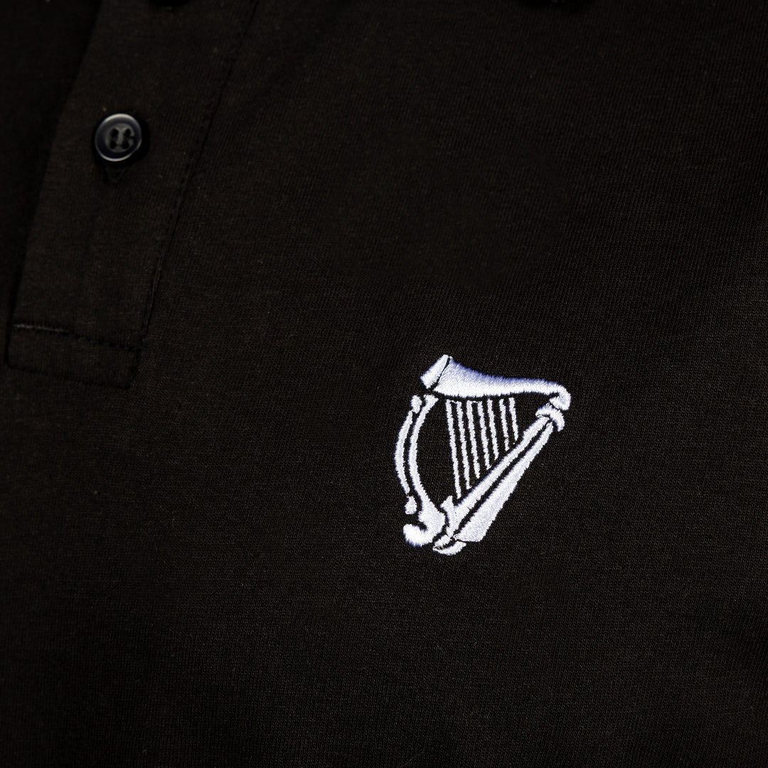 Hibernian Polo Shirt with Harp Logo - Black - Mens