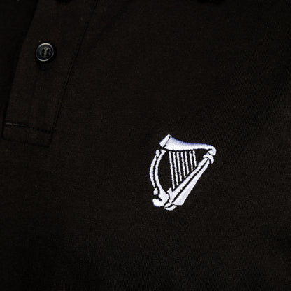 Hibernian Polo Shirt with Harp Logo - Black - Mens