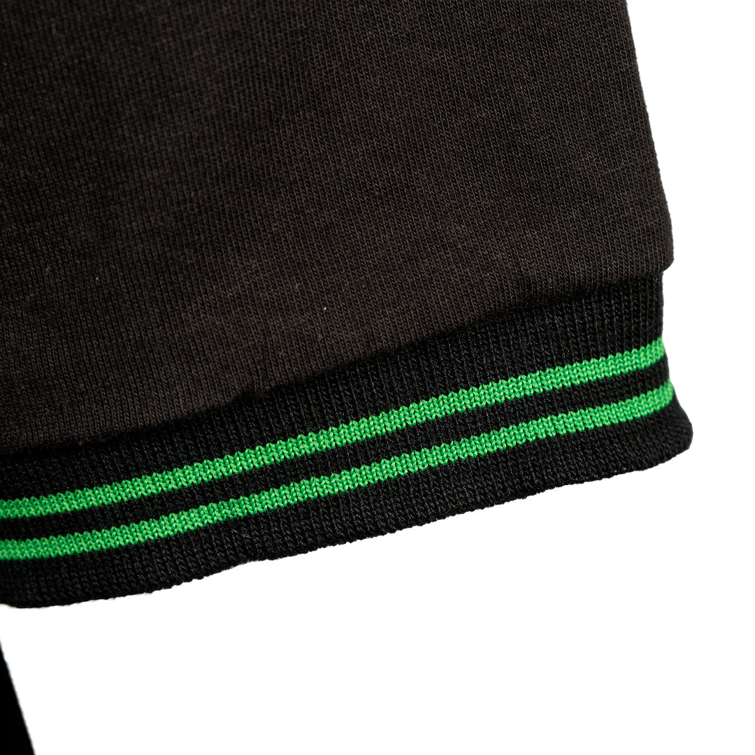 Hibernian Polo Shirt with Harp Logo - Black - Mens