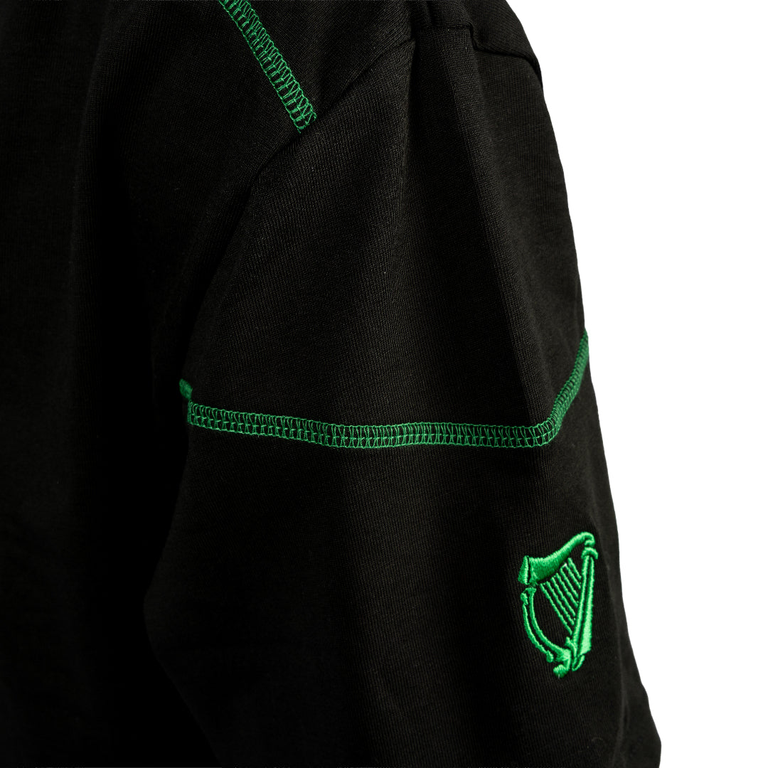 Oversized T-Shirt with Centred Satellite Logo - Black - Mens