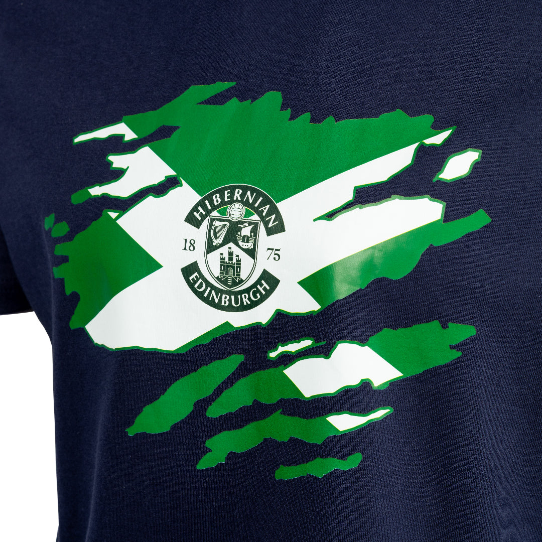 Hibernian Saltire T-Shirt - Navy - Mens