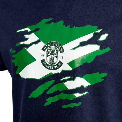 Hibernian Saltire T-Shirt - Navy - Mens