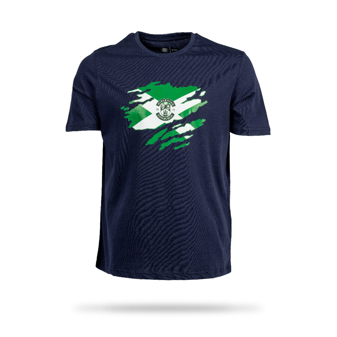 Hibernian Saltire T-Shirt - Navy - Mens
