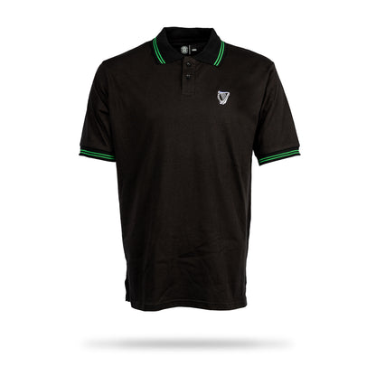 Hibernian Polo Shirt with Harp Logo - Black - Mens
