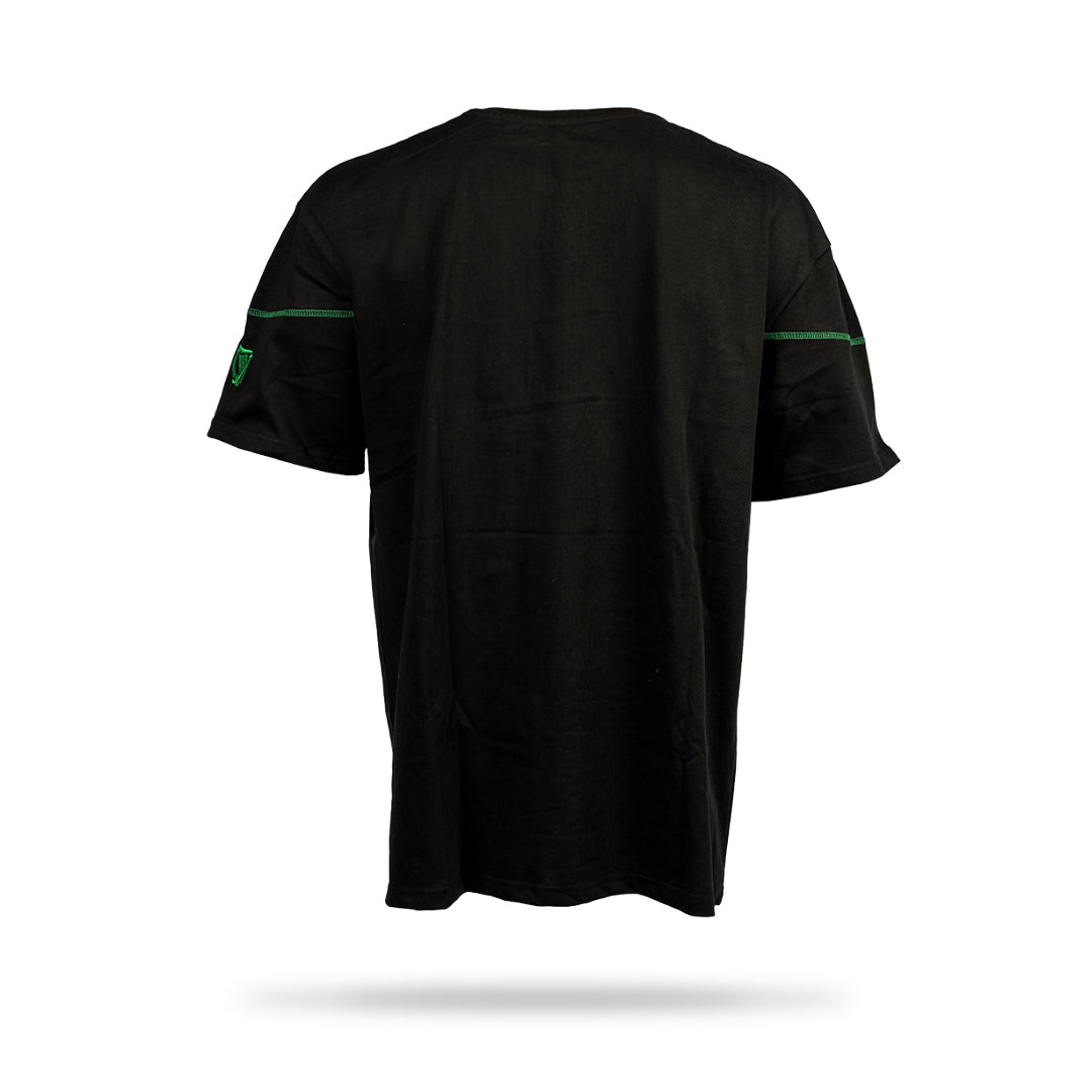 Oversized T-Shirt with Centred Satellite Logo - Black - Mens