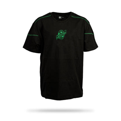 Oversized T-Shirt with Centred Satellite Logo - Black - Mens