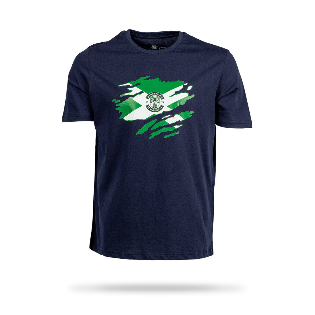 Hibernian Saltire T-Shirt - Navy - Mens