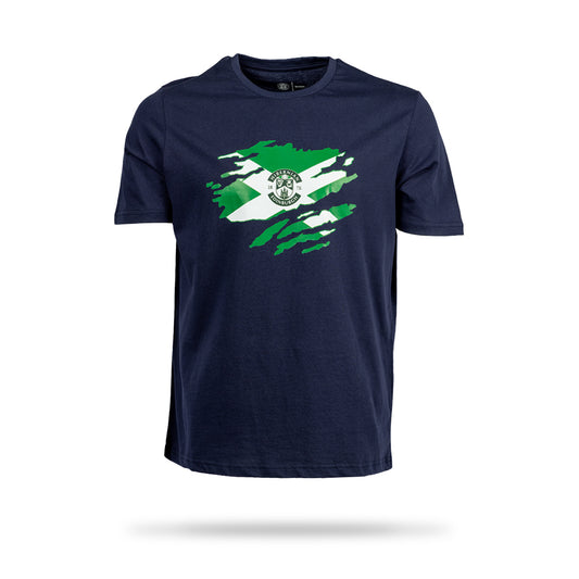 Hibernian Saltire T-Shirt - Navy - Mens