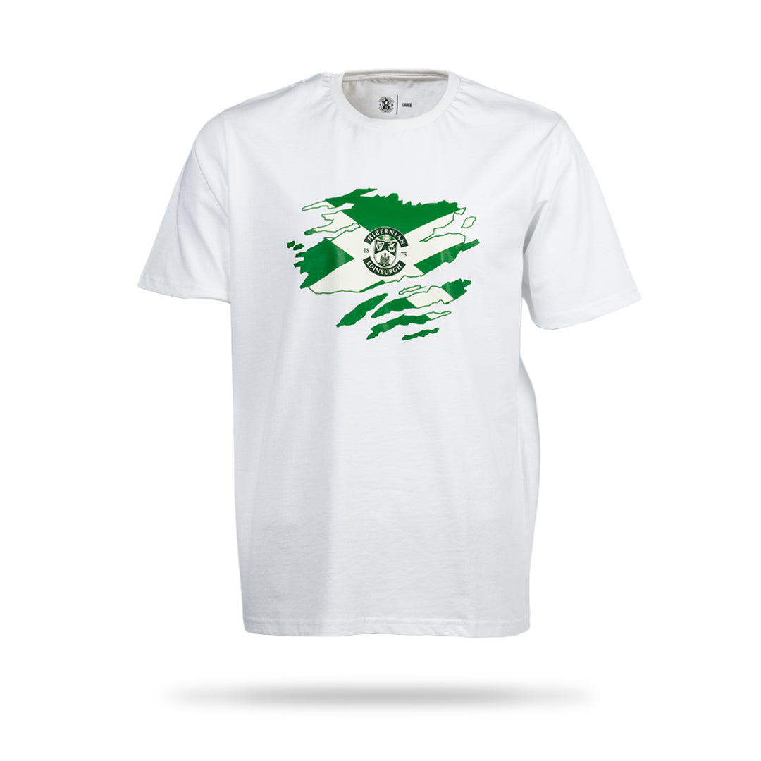 Hibernian Saltire T-Shirt - White - Mens