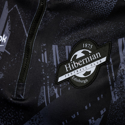 Hibernian Pre Match Third Midlayer 1/4 Zip Top - Black/White - Youth