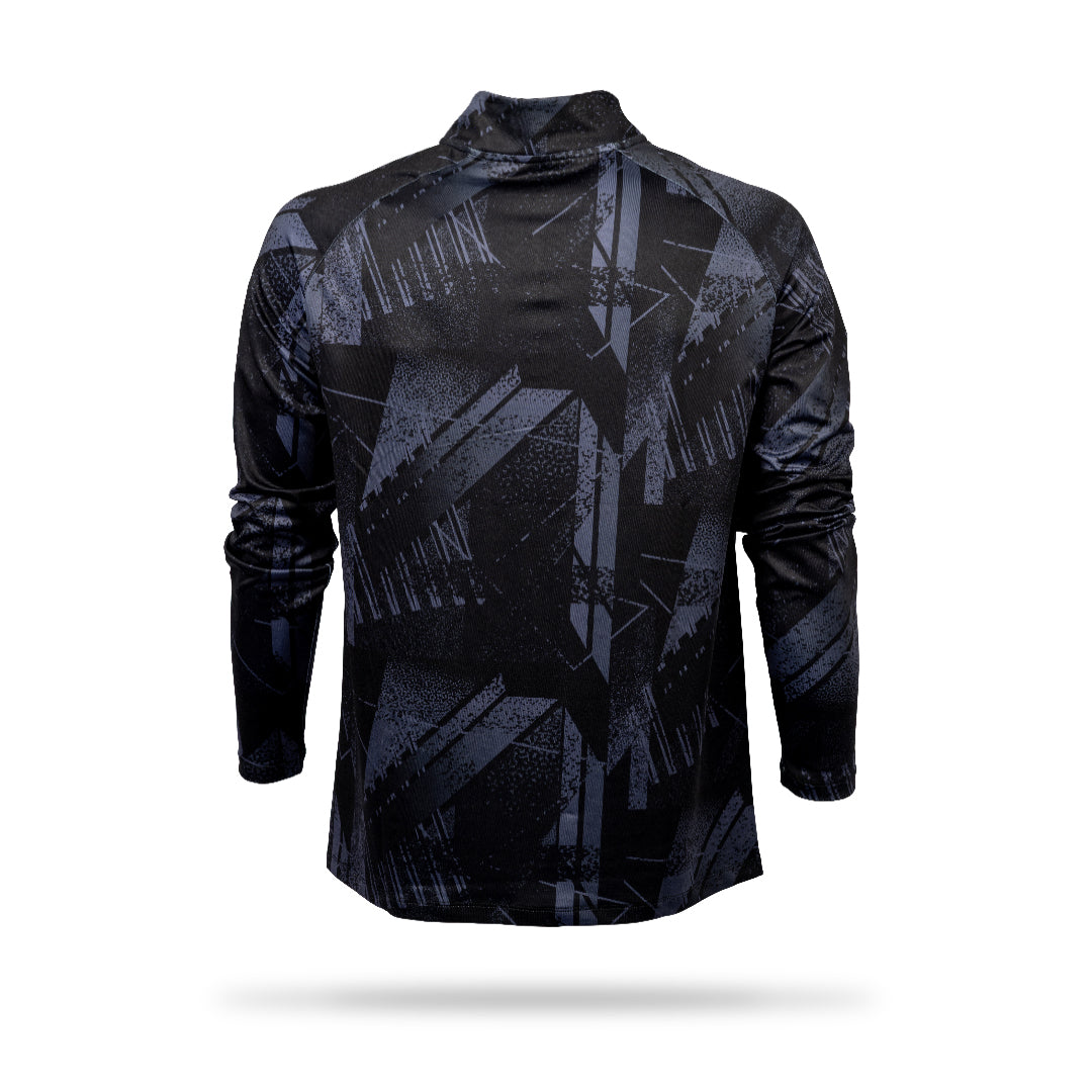 Hibernian Pre Match Third Midlayer 1/4 Zip Top - Black/White - Mens