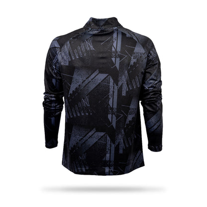 Hibernian Pre Match Third Midlayer 1/4 Zip Top - Black/White - Mens