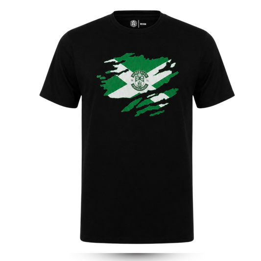 Hibernian Saltire T-Shirt - Black - Mens