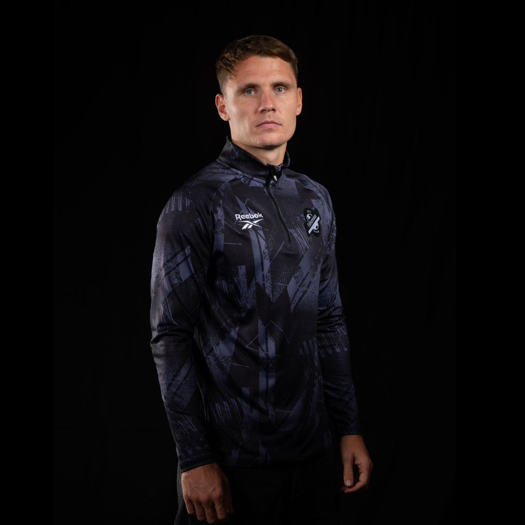 Hibernian Pre Match Third Midlayer 1/4 Zip Top - Black/White - Mens