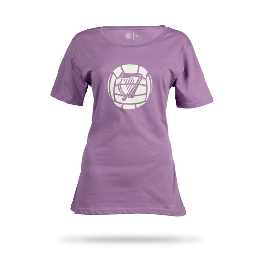 Hibernian Harp Logo T-Shirt - Lavender/Black/White - Womens