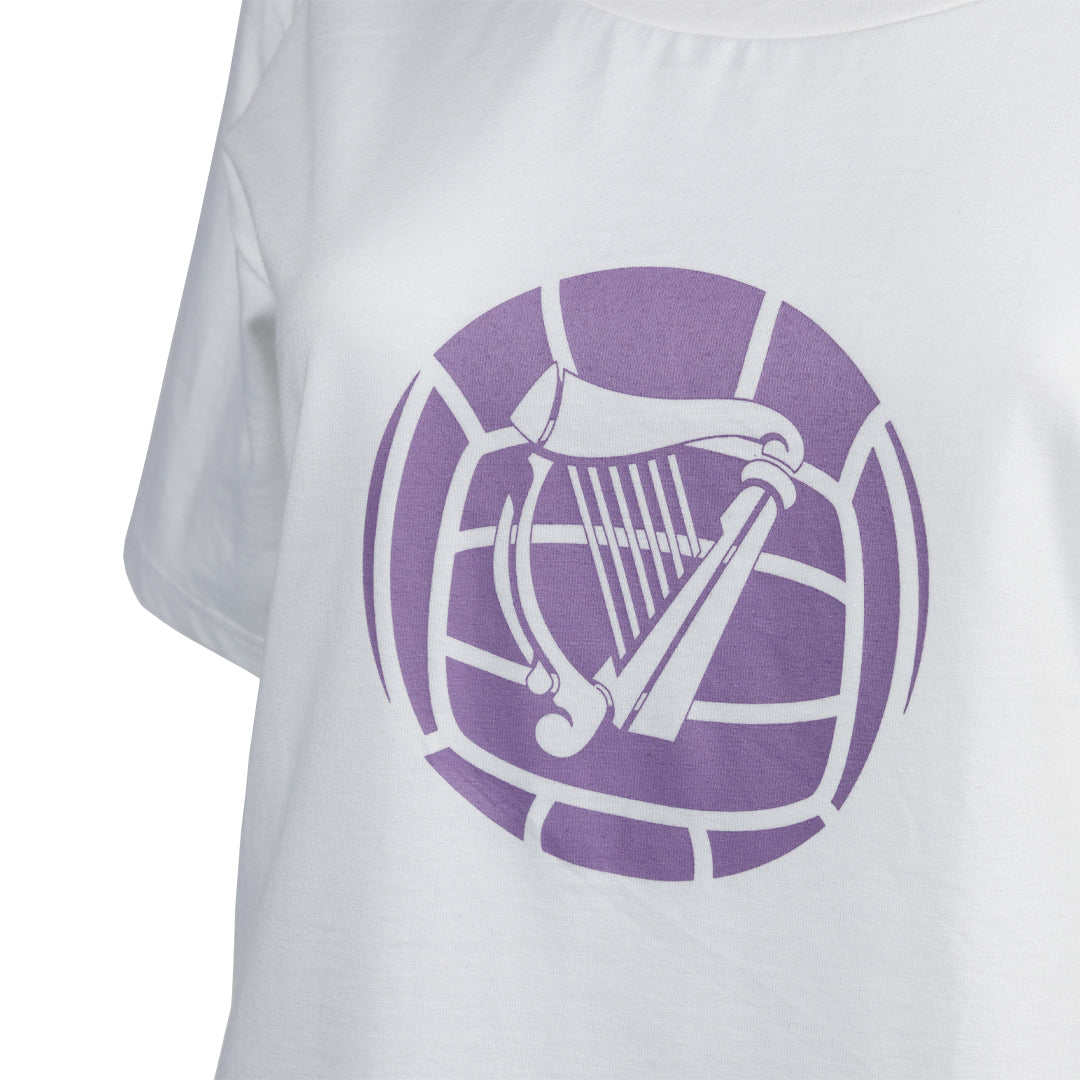 Hibernian Harp Logo T-Shirt - White/Lavender - Womens