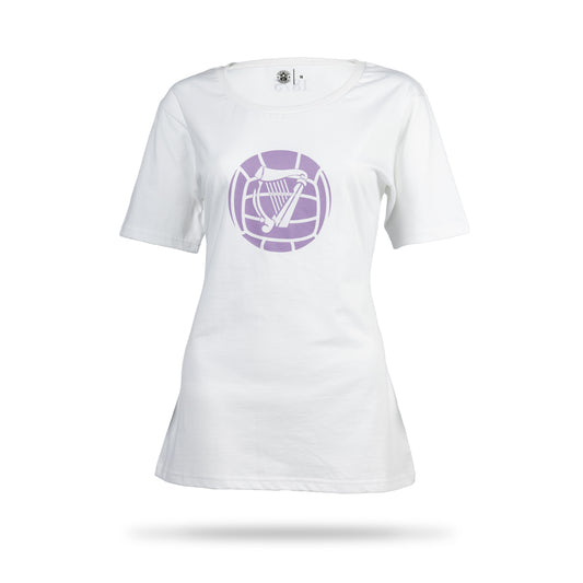 Hibernian Harp Logo T-Shirt - White/Lavender - Womens